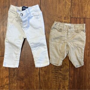 Old Navy white jeans and khaki shorts 6-12 months